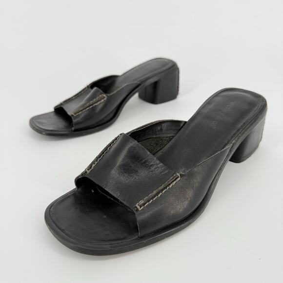 Wesley and Co Leather Sandals Size 6 Square Toe Block Heel Minimal Y2K Brazil - Picture 2 of 9